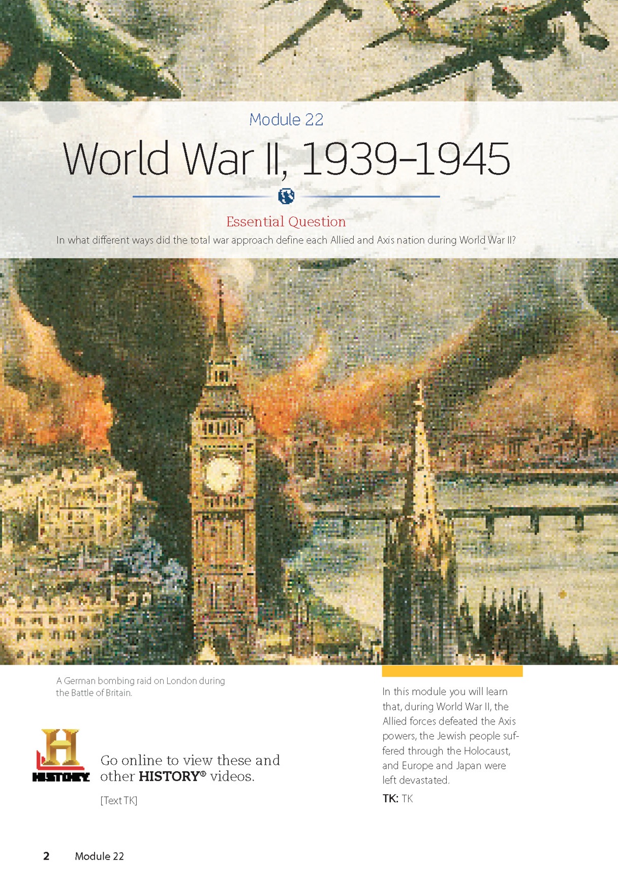 Page from HMH Social Studies book about World War II