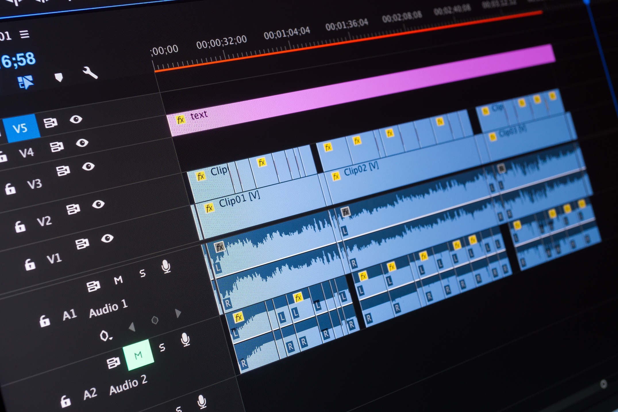 Screen of a sound editor