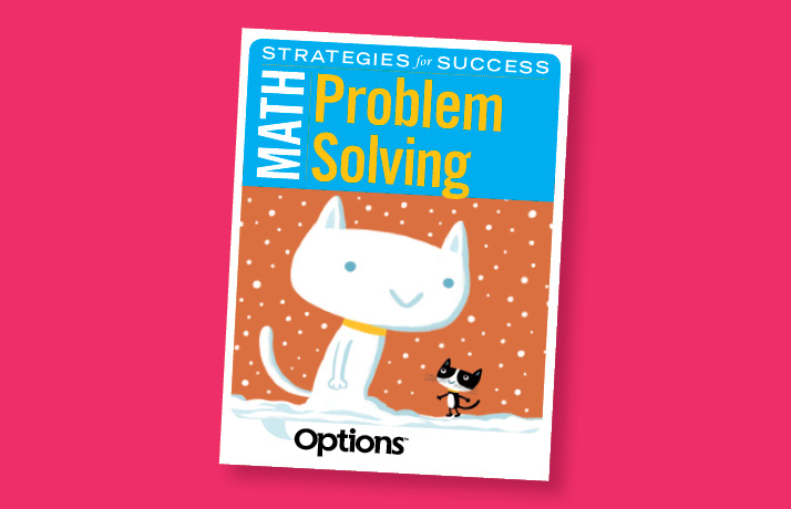 Book cover of Math Strategies for Success, Problem Solving, from Triumph Learning. It has a large cat standing in the snow and a small cat looking up at it.