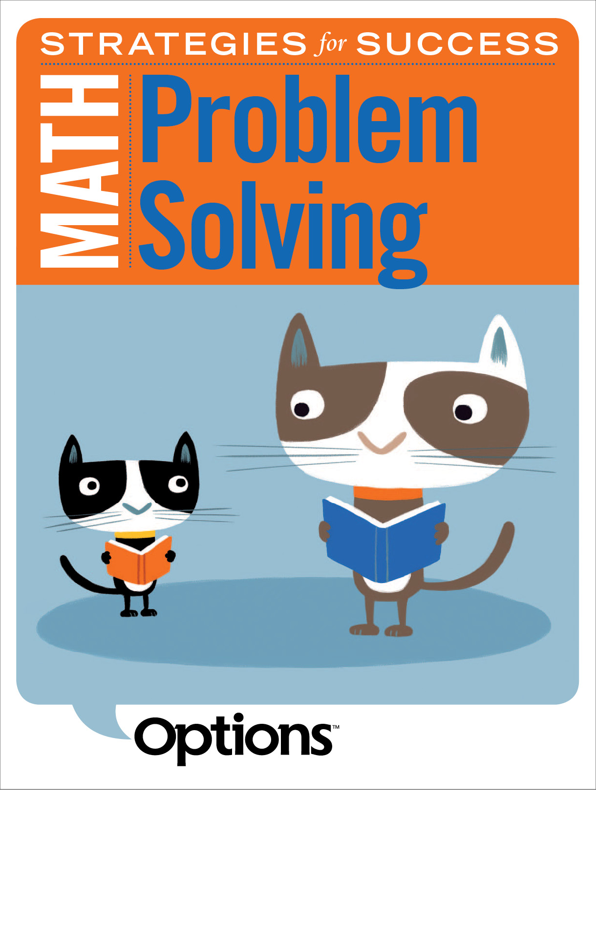 Book cover of Math Strategies for Success, Problem Solving. It has two cats reading books.