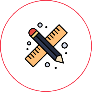 An illustration of a pencil and a ruler